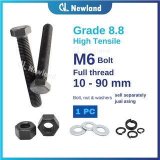 Newland น็อตสลักเกลียว และน็อต M6 เกรด 8.8 เกลียวหกเหลี่ยม แบบเต็ม สําหรับเครื่องซักผ้า