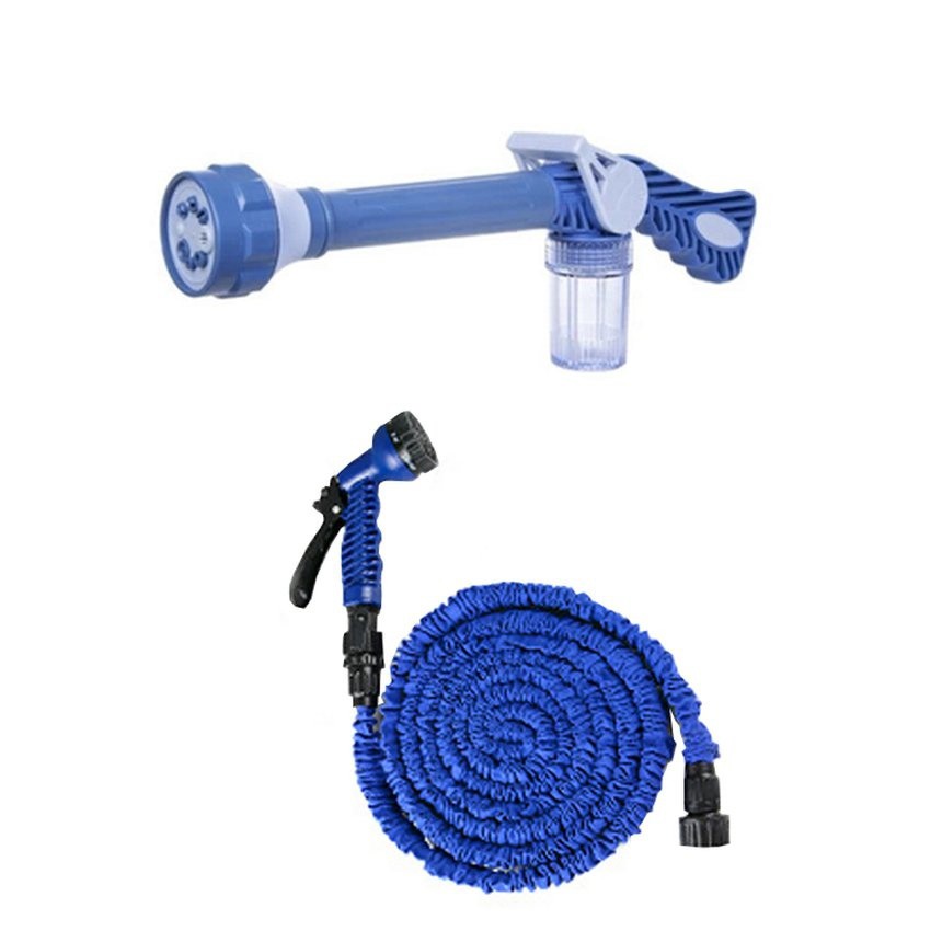 VAUKO : EZ Jet Water Cannon Pressure + MAGIC HOSEหัวฉีดน้ำอเนกประสงค์ + สายยางยืดหด 15M/50FT สีน้ำเง