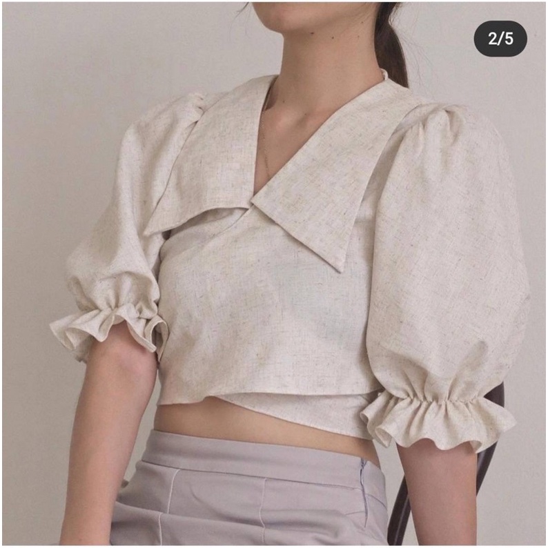 Used SARSA Jenner blouse  size M  สีเบจ