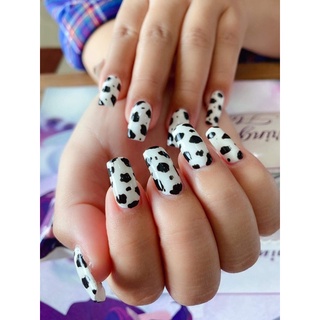 mynailsss🌷 พร้อมส่ง เล็บเจลลายน้องวัว 🐮 ฟรีกาว+ตะไบ