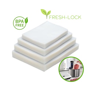 🚚 พร้อมส่ง ถุงซีลสุญญากาศ FRESH-LOCK Vacuum Sealer Bags  BPA Free 100 ใบ สำหรับ Sous Vide และการถนอมอาหาร ถุงพลาสติกซีล