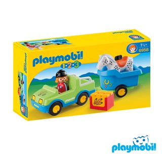 Playmobil 6958  6958 Car with Horse Trailer แอ็คชั่นฟิกเกอร์  รถ พร้อมรถพ่วงรถม้า