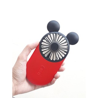 พัดลมมิคกี้เม้าส์มือถือพกพา mini USB fan สีชมพู