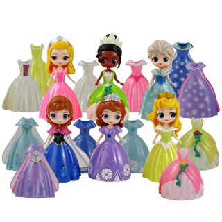 ตุ๊กตาฟิกเกอร์ Disney Frozen Elsa Snow White Princess 6 ชิ้น ต่อชุด สําหรับเด็กผู้หญิง