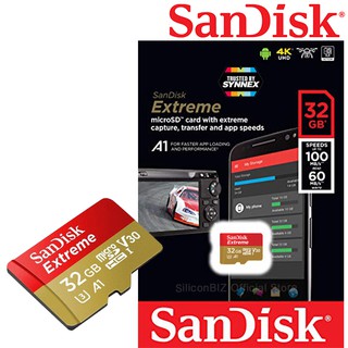 SanDisk Extreme microSD Card 32GB Read 100 MB/s Write 60 Mb/s (SDSQXAF-032G-GN6MN#) แซนดิส รับประกัน Lifetime โดย Synnex