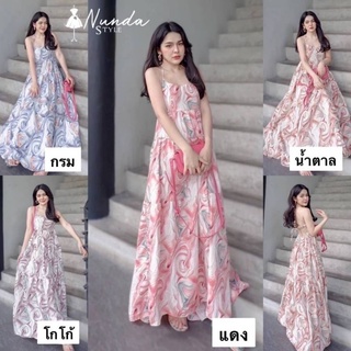 🌷Maxi dress ผ้าไหมเกาหลีDetail น่ารักปนเซ็กซี่นิดๆเปิดหลังหน่อยๆ