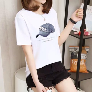 RIYA FASHION NEW ARRIVAL เสื้อยืดคอกลมสำหรับสตรีลดราคา Tees Tops Unisex แฟชั่นเกาหลีแขนสั้นพิมพ์ลายกราฟฟิคสำหรับผู้หญิงเ