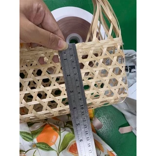 ตะกร้าไม้ไผ่พร้อมตกแต่ง 7.5x4x4 นิ้ว