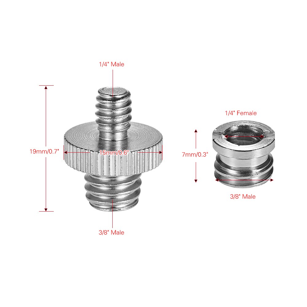 Andoer 1/4 '3/8' สกรูขาตั้งกล้องไปยังที่วางกล้องอะลูมิเนียมขาตั้งกล้อง