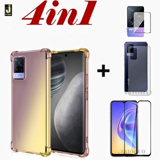 4-in-1 Huawei Y7A Y7p Y6p Y9s Y5 Y6 Y7 Prime Pro Y9 2019 9D กระจกกันรอยหน้าจอ + ซิลิโคนกันกระแทก TPU เคสนิ่ม + HD ฟิล์มเลนส์กล้องใส กระจก / ฟิล์มไฟเบอร์ด้านหลัง