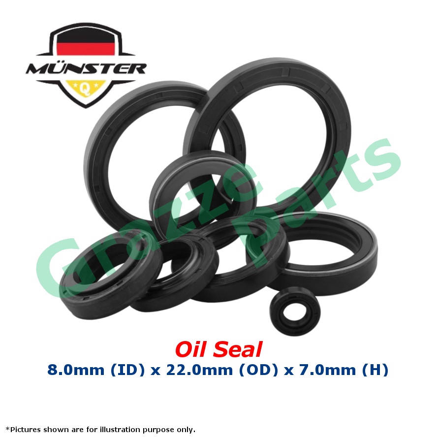 (1ชิ้น) Münster (FKM) ซีลน้ํามัน 8*22*7 / 8mm x 22mm x 7mm / 8-22-7