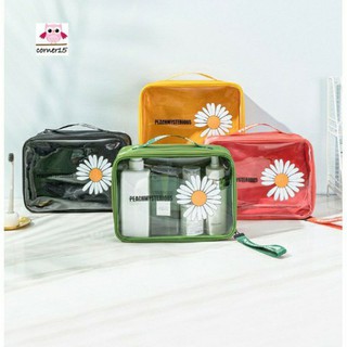 New ( 4 สี 2 ขนาด) กระเป๋าเครื่องสำอางค์ กรเป๋าเอนกประสงค์ ลายดอกเดซี่ สไตล์เกาหลี
