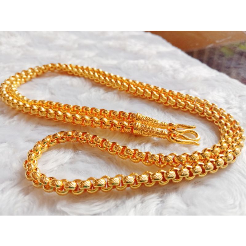 S25สร้อยคอทาโร่กลมหนัก1,2,3,5บาท ทองหุ้ม100%แถมฟรีตะขอ งานคุณภาพสีเหมือนของจริง