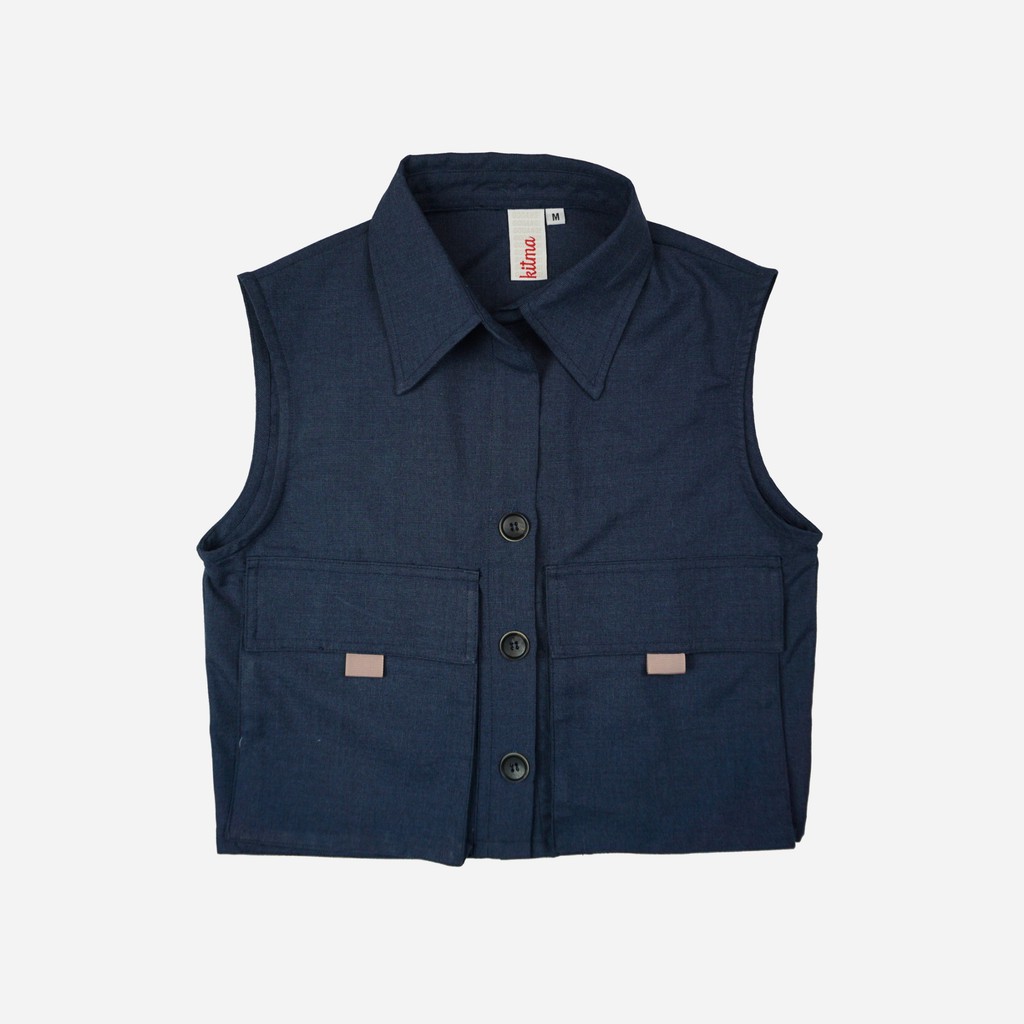 KITMA GODANG เสื้อแขนกุด กระเป๋าหน้า รุ่นCamp สีNavy