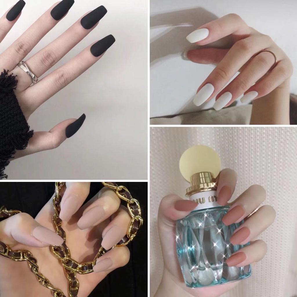 [พร้อมส่ง] เล็บปลอมสําเร็จรูป แฟชั่น สําหรับตกแต่งเล็บ ๑ 24 ชิ้น ต่อกล่อง