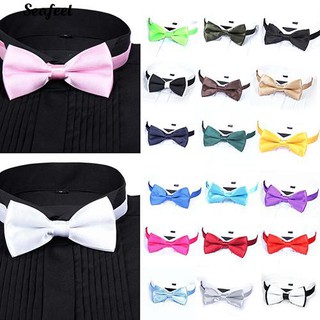 มาใหม่ของผู้ชายธรรมดา Bowtie โพลีเอสเตอร์ Pre Tied ผูกโบว์ผูกเน็คไท Tie