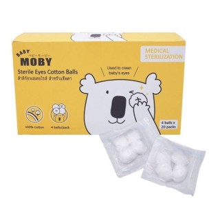 Mobyสำลี สำหรับเช็ดตา/Baby Moby Sterile Eyes Cotton Balls สำลีก้อนเช็ดตาเด็กทารกรุ่นผ่านการฆ่าเชื้อสเตอไรส์ สำลีเด็ก