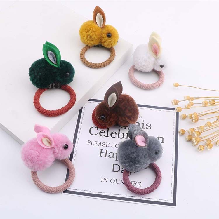 Babyonline(Y050)C4กิ๊บหนีบผมและยางมัดผมเด็กกระต่ายปุ้มปุ้ยน่ารักๆ