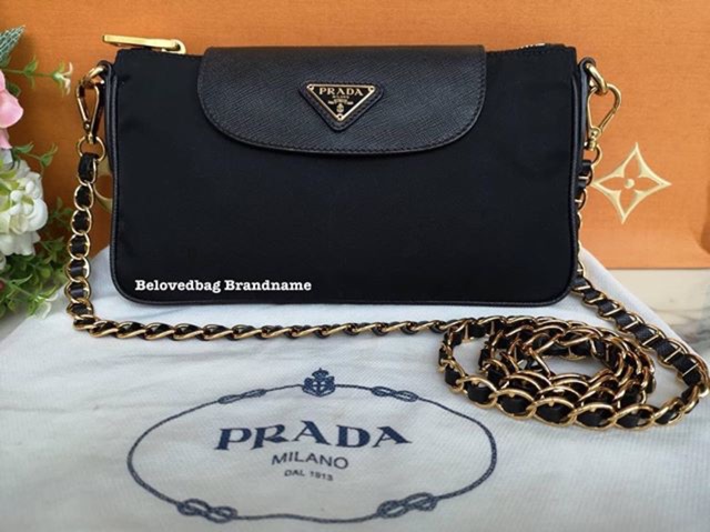 Prada Tessuto Saffoano Nylon Crossbody สี Nero 2016