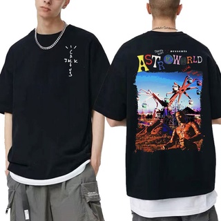 [S-5XL] เสื้อยืด พิมพ์ลายกราฟฟิค Rapper Travis Scott Astroworld Portrait สไตล์ฮิปฮอป แฟชั่นวินเทจ สําหรับผู้ชาย และผู้หญ