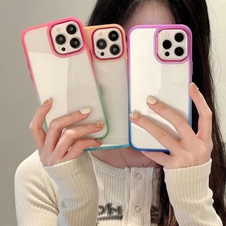 เคสหลังใสขอบสีทู โทน Case Samsung A12 M12 A02S A03S A50 A50S A30S A22 A52 A52S A13 A03 A53 A73 S21FE M23 A23 A33 M33 S22