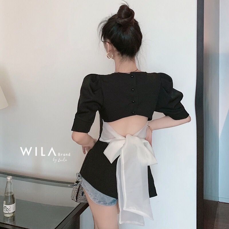 setเสื้อ+กางเกงเสื้อทรงแขนบาบี้พองๆจับจีบยกไหล่ อกทรงหัวใจ งานเสริมทรงที่อก ด้านหลังมาพร้อมสายผูกโบว์ผ้าฟอง