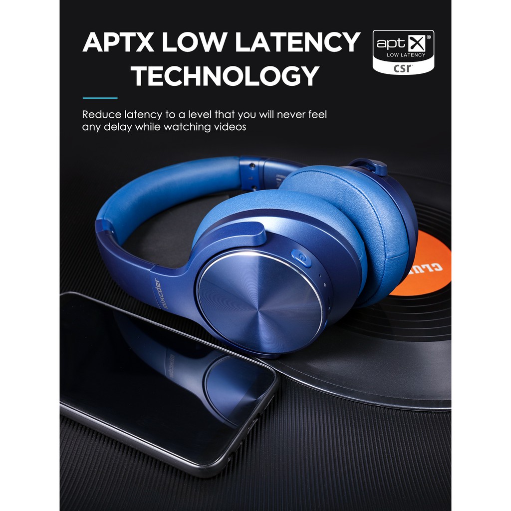 mixcder e9 wireless active noise cancelling headphones foldable headset