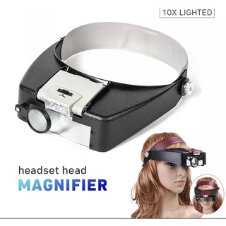 พร้อมส่ง LED Light 10X แว่นขยายแว่นขยายแก้ว Headband แว่นขยาย Lupas Con Luz กล้องจุลทรรศน์ Loupe อ่านซ่อม