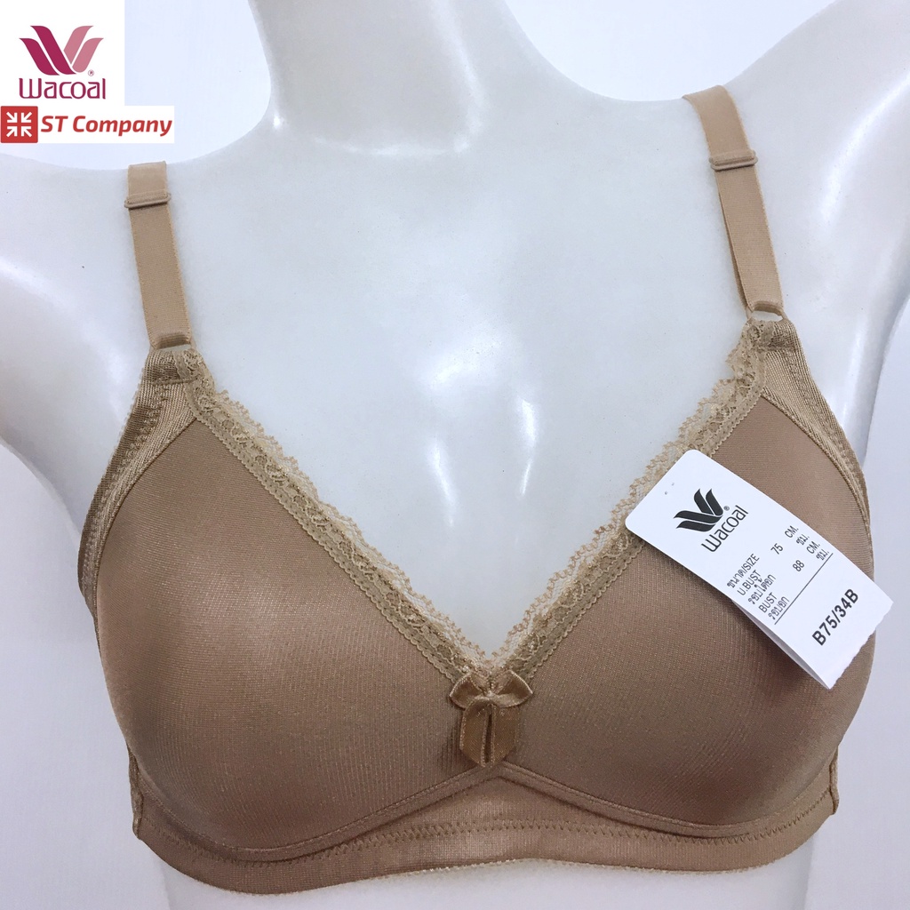 Wacoal Basic Bra สีโอวัลติน Ovaltine รุ่น WB9M36 (WB9M18 เก่า) ยกทรง ไม่มีโครง ไม่เสริมฟองน้ำ ไร้โคร
