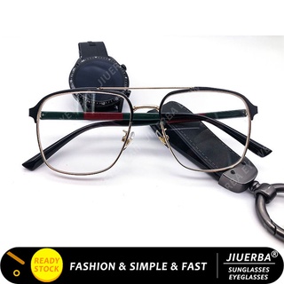 (JIUERBA)COD แว่นสายตา Aviator สำหรับผู้ชาย แว่นสายตาป้องกันรังสีสี่เหลี่ยมขนาดใหญ่สำหรับผู้ชาย