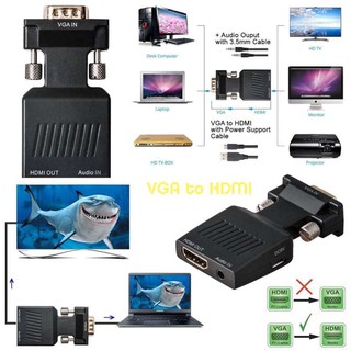 New VGA To HDMI Output USB Audio Video Converter Adapter Cable Laptop PC HDTV