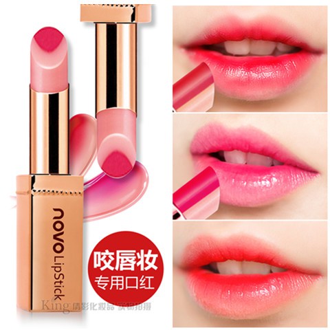 ลิปทูโทน โนโว novo double color ฝาครอบแบบแม่เหล็ก แท่งสีทอง 🎉 Novo 🎉 Hydra lip สายแบ๊วต้องมี 5154