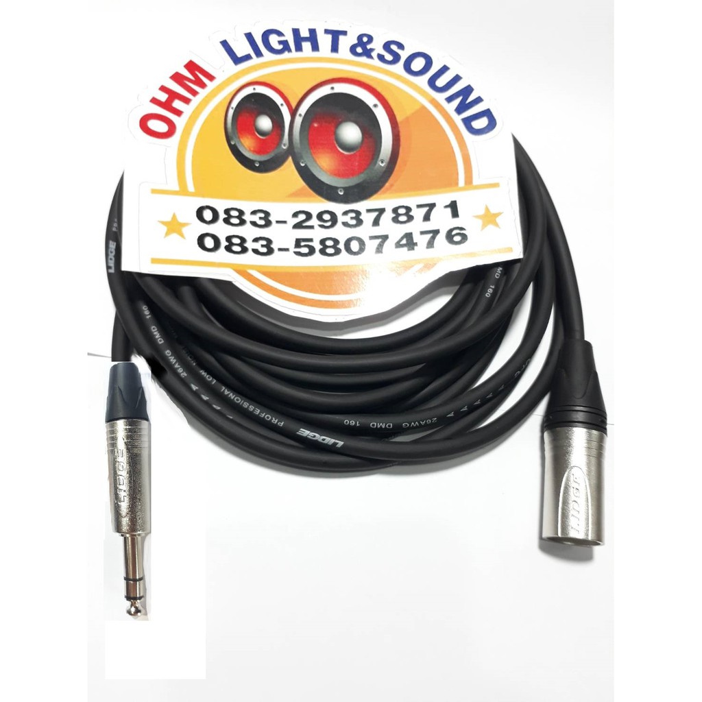 LIDGEสายสัญญาณ XLR M TO TRS 1/4 6 mm อย่างดี หัวและสายยี่ห้อLIDGE หุ่มท่อหดทุกจุด เครื่องเสียง แจ็ค กีต้าร์ สายไมค์