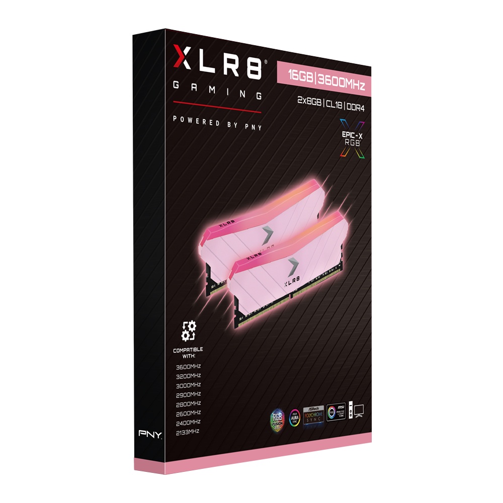 PNY Ram PC XLR8 RGB DDR4 16GB(8x2) 3600MHz Pink Limited Edition (แรมพีซี)