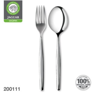 JAGUAR ช้อนส้อม สแตนเลส ตรา จากัวร์ หนา 2.0 mm. ลายเจนเนซิส ช้อนส้อมทานข้าว Food Grade แพ็ค 12 คู่