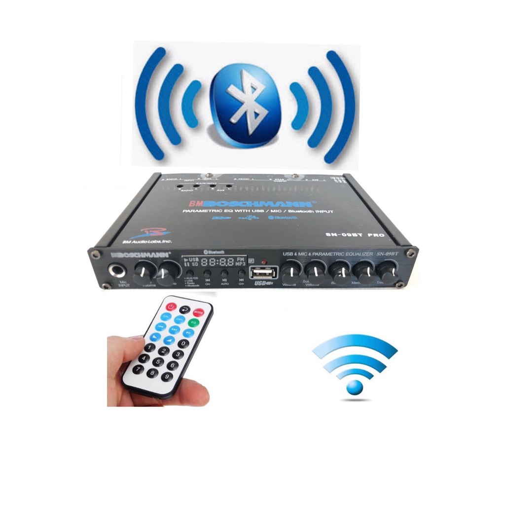 PRO AUDIO ปรีแอมป์คาราโอเกะรถยนต์ MP3 มีช่องเสียบไมค์1ช่องมีUSB มี Bluetooth SD CARD รุ่น SN-09BT PR