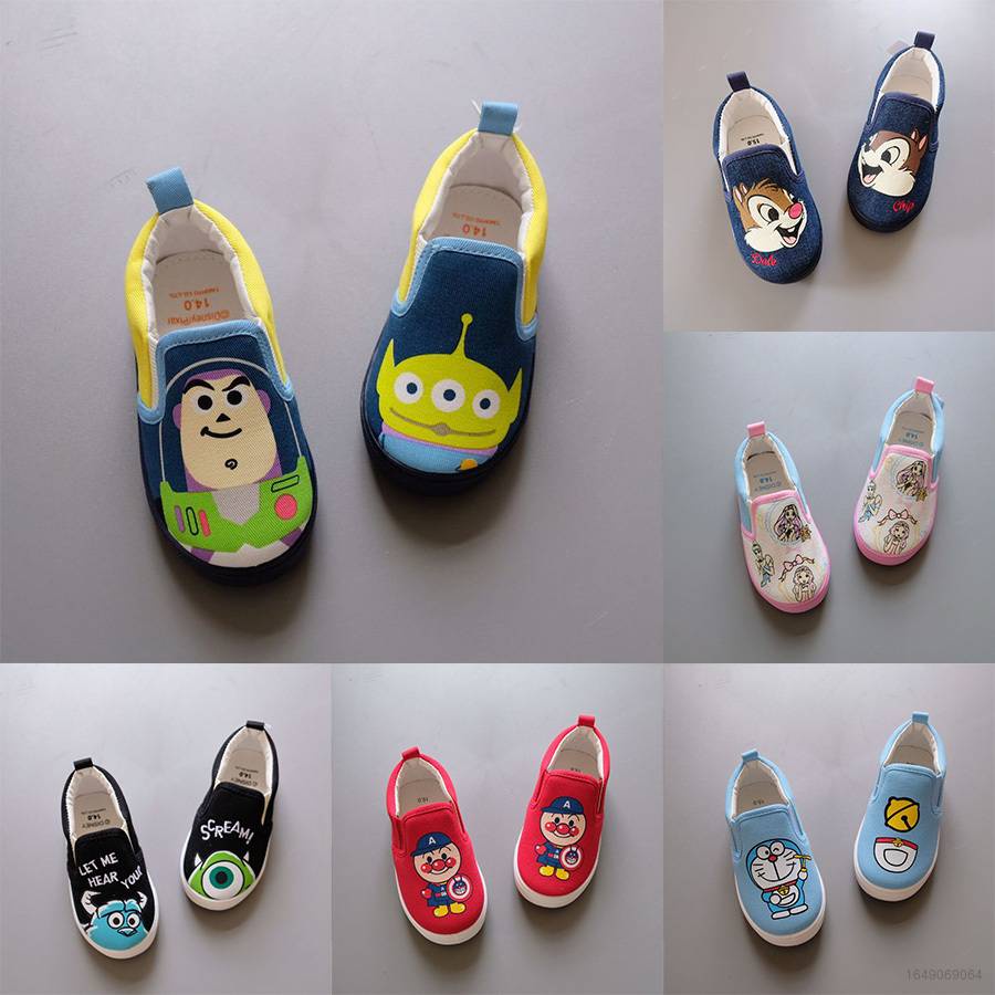 Ellen Toy Story รองเท้าผ้าใบลําลอง พื้นแบน ลายการ์ตูนโดราเอมอน สําหรับเด็กผู้ชาย ผู้หญิง เหมาะกับการ