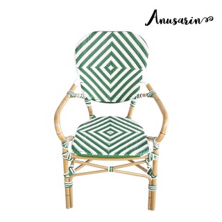 Anusarin เก้าอี้เอาท์ดอร์ Outdoor Chair - Diamond Pattern in Green &amp; White