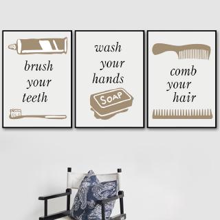 Towel Soap Comb Toothbrush Canvas Painting Nordic Posters And Prints Wall Pictures For Bathroom Washroom Toilet Decor