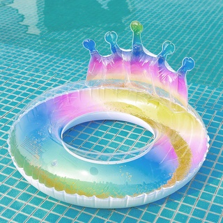 Swimming Ring Inflatable Sequin Crown Swimming Ring Tube for Swimming Pool Water Sports