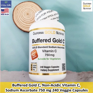 Buffered Gold C Non-Acidic Vitamin C Sodium Ascorbate 750 mg 240 Veg Caps - CGN