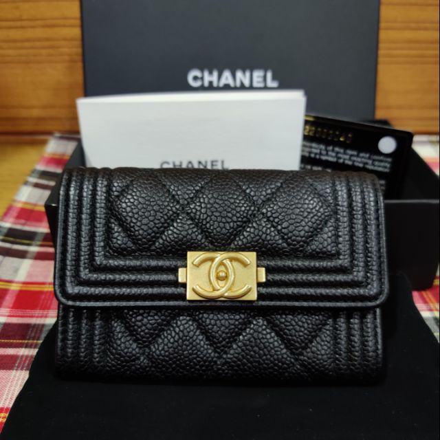 ของใหม่ Chanel boy card wallet อุปกรณ์ครบ Chanel Cardholder