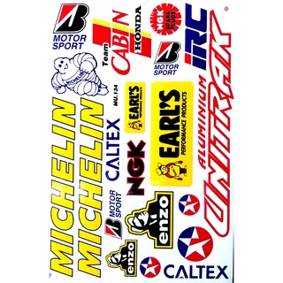 Michelin Team Cabin Honda สติกเกอร์ รถมอเตอร์ไซค์ บิ๊กไบค์ รถยนต์ สติกเกอร์หมวก เนื้อPVC เคลือบเงา กันน้ำ กันแดด