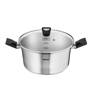 TEFAL หม้อ 2 หู พร้อมฝาแก้ว รุ่น Simpleo STW20 ขนาด 20 ซม. สีสเตนเลส หม้อ เครื่องครัว