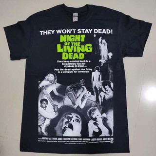 เสื้อยืดคอกลมcrew neckเสื้อภาพยนตร์ NightOfTheLivingDead ลิขสิทธิ์แท้S-4XL