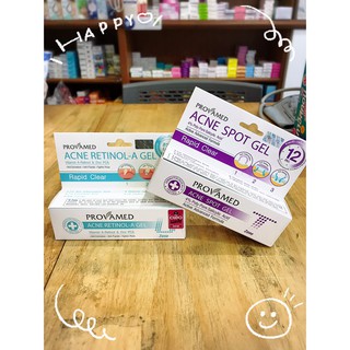 ** ลด สิวอุดตัน + สิวอักเสบ Provamed Acne Retinol -A Gel / Rapid Clear Acne Spot Gel 10g