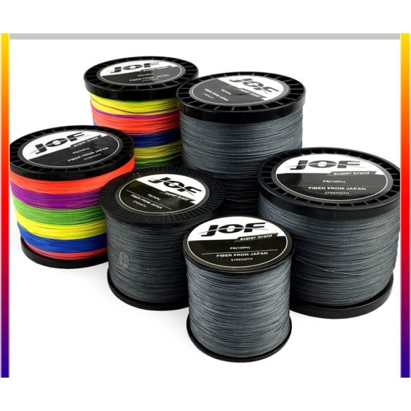 1000 เมตร สายเบ็ดตกปลา PE สายถัก 4 เส้น ยาว 1000 เมตร แรงม้าสูง JOF