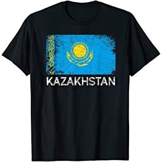 เสื้อยืดผ้าฝ้ายพิมพ์ลายแฟชั่น เสื้อยืดผ้าฝ้าย พิมพ์ลายธง Kazakh สไตล์วินเทจ ABegcl93OOkjge42