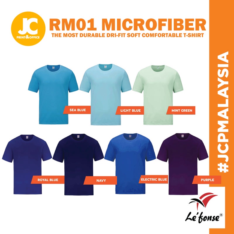 JCP x LEFONSE เสื้อยืด Microfiber Dri-Fit ทนทานที่สุด RM01 เสื้อยืดชุดกีฬา Unisex Baju Koshang - RM0
