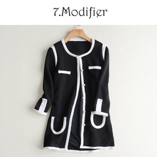 เสื้อนอก เสื้อคลุมทำงาน สีดำแต่งขอบขาว งาน 7.Modifier (JK124)